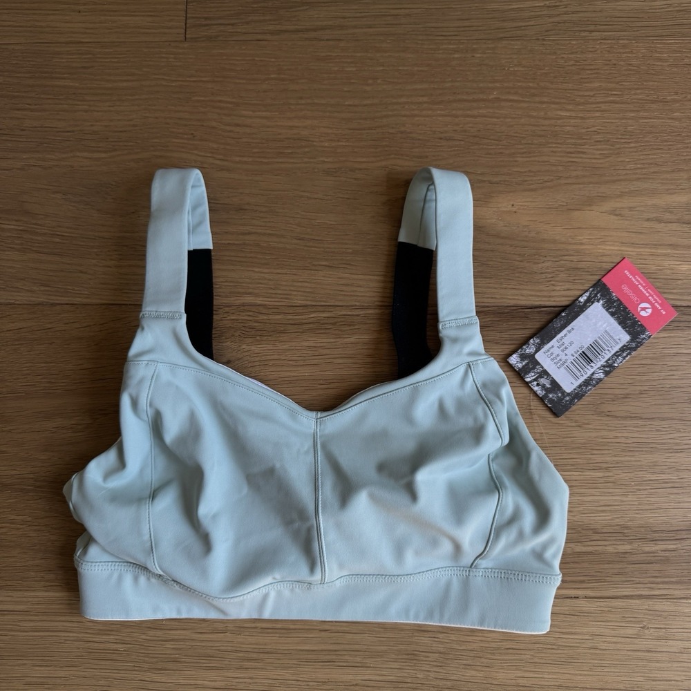 Oiselle Bird Print Esther Sports Bra Mist/Black High Support Running Size 4 New